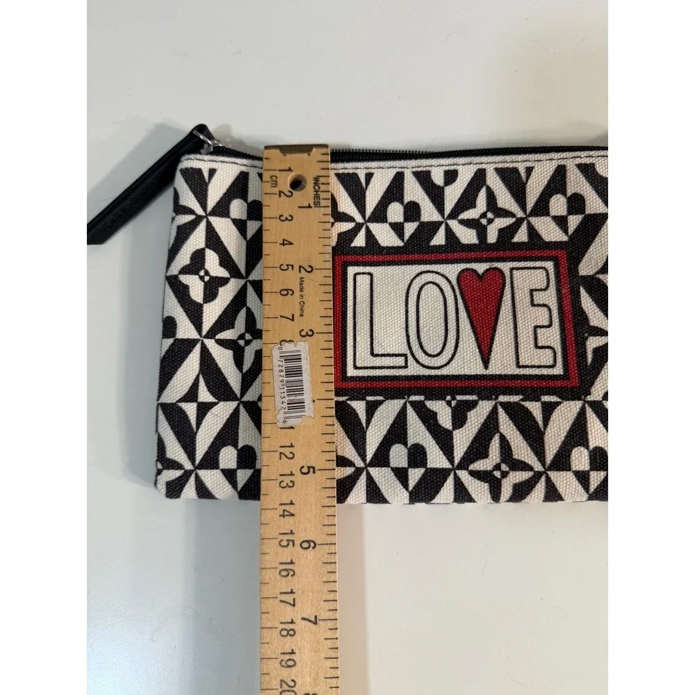 Brighton Tom Clancy Love Pouch Black White Zipper Red Heart Pop Art Style NWOT